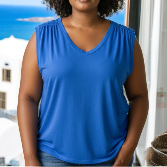 Ann Taylor Loft Blue Cotton Tank - Picture 1 of 9